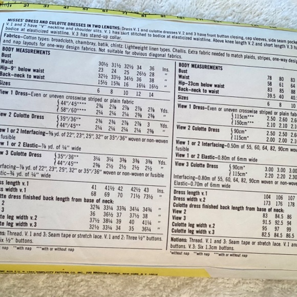 VTG.1982 SIMPLICITY PATTERN…Culottes / Dress…size 8 Miss - Picture 2 of 3